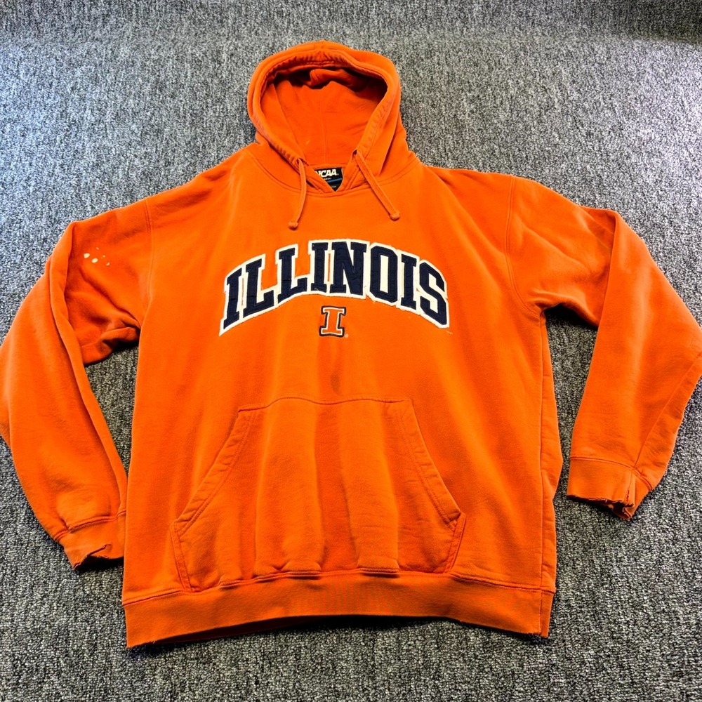 Illinois Fighting Illini Hoodie Mens L Orange NCAA By Ka Inc. Football Pullover